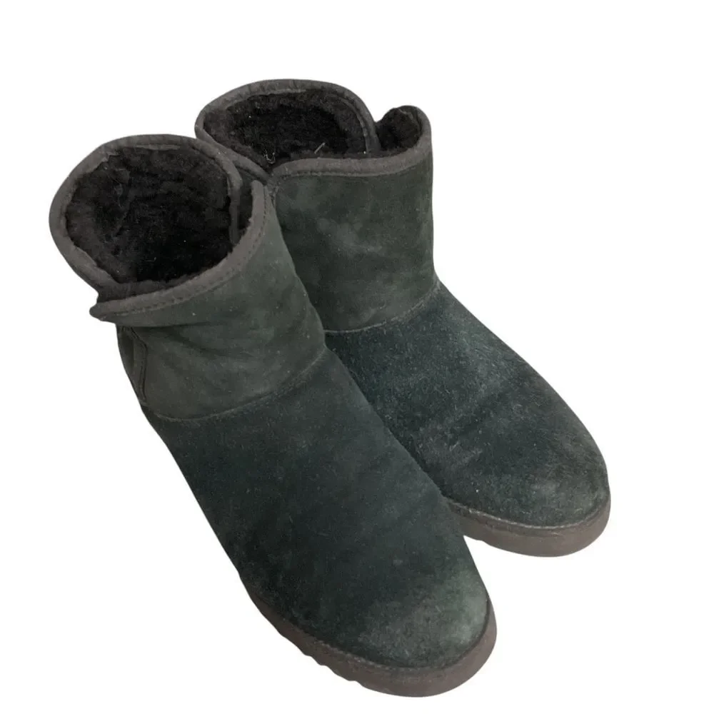 UGG Australia Women's Cory‎ Suede Ankle Sheepskin Boots Size 6 Grey Outdoor